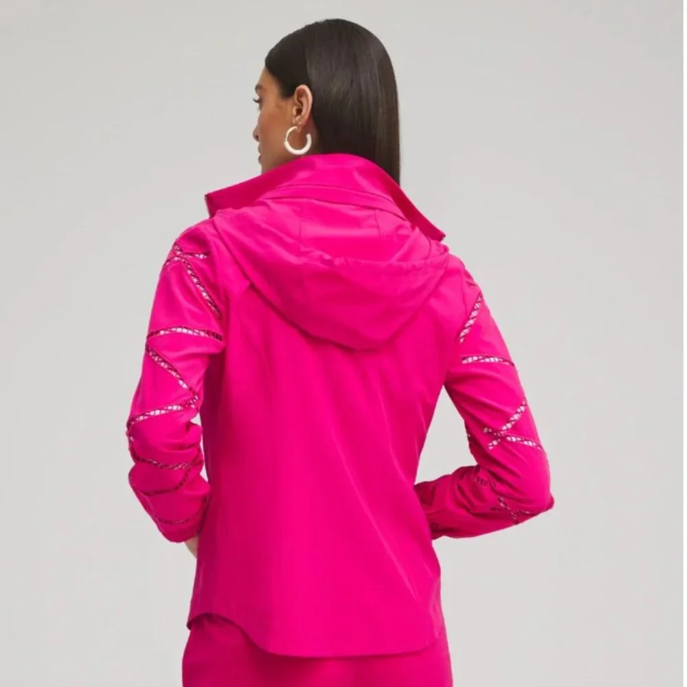Chico's size 16 Pink Zenergy UPF‎ 50 Sun Protection Neema Lattice Jacket Active